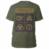 LED ZEPPELIN - Gold Symbols in Black Square - zelené pánske tričko