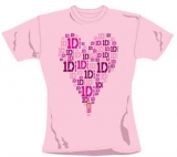 ONE DIRECTION - Heart Logo - ružové dámske tričko (Skinny Fit)