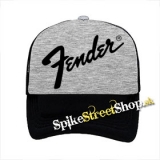 FENDER - Logo - šedočierna sieťkovaná šiltovka model "Trucker"