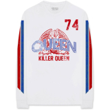 QUEEN - Killer Queen '74 Stripes - biele pánske tričko s dlhými rukávmi
