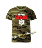 BRAWL STARS - Logo - maskáčové chlapčenské tričko WOODLAND CAMO GREEN
