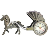 HORSE & CARRIAGE - Grey Horse Carriage Alarm Clock - stolové hodiny