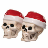 GOTHIC COLLECTION - Jingle Bones Christmas Skull Ceramic - solnička a korenička