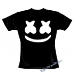 MARSHMELLO - B&W Smile - čierne dámske tričko