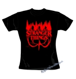 STRANGER THINGS - Logo Flip - čierne dámske tričko