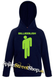 BILLIE EILISH - Logo & Stickman - tmavomodrá detská mikina