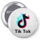 TIK TOK - Funny Flaming Logo - odznak