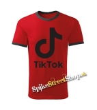 TIK TOK - Logo - červené pánske tričko CONTRAST DUO-COLOUR