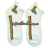 Ponožky RASTA - Stripes And Cannabis Leaf Socks White