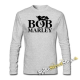 BOB MARLEY - Logo & Flag - šedé detské tričko s dlhými rukávmi
