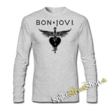 BON JOVI - Heart - šedé detské tričko s dlhými rukávmi