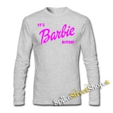ITS BARBIE BITCH - Pink - šedé detské tričko s dlhými rukávmi