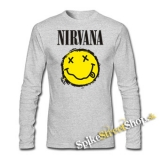 NIRVANA - Yellow Black Smile - šedé detské tričko s dlhými rukávmi