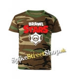 BRAWL STARS - Logo  - maskáčové pánske tričko WOODLAND CAMO BROWN