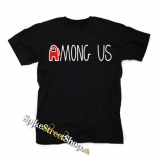 AMONG US - Red White Logo - čierne detské tričko