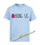 AMONG US - Pink Black Logo - nebesky modré detské tričko