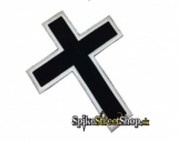 CROSS - Black Cross With White Edging - nažehľovacia nášivka