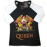 QUEEN - Classic Crest - čierne dámske tričko s 3/4 rukávmi