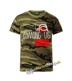 AMONG US - Where? - maskáčové chlapčenské tričko WOODLAND CAMO GREEN