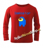 AMONG US - Impostor - červené pánske tričko s dlhými rukávmi