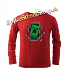 MINECRAFT - Hello I´m Creeper - červené pánske tričko s dlhými rukávmi