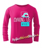 AMONG US - Where? - ružové pánske tričko s dlhými rukávmi