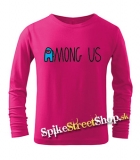 AMONG US - Logo Turquoise Black - ružové pánske tričko s dlhými rukávmi
