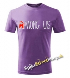 AMONG US - Red White Logo - fialové pánske tričko