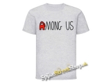 AMONG US - Red Black Logo - sivé pánske tričko