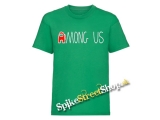 AMONG US - Red White Logo - zelené detské tričko