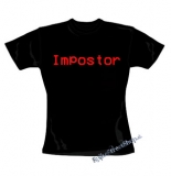 IMPOSTOR - Among Us Red Slogan - čierne dámske tričko