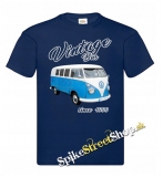VINTAGE BUS - Volkswagen Since 1950 - modré pánske tričko
