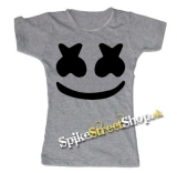 MARSHMELLO - B&W Smile - šedé dámske tričko