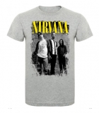 NIRVANA - Yellow Logo & Band - šedé detské tričko