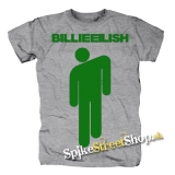 BILLIE EILISH - Green Logo & Stickman - sivé detské tričko
