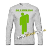 BILLIE EILISH - Logo & Stickman - šedé pánske tričko s dlhými rukávmi