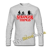STRANGER THINGS - Bicycle Gang - šedé pánske tričko s dlhými rukávmi