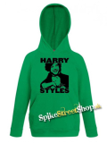 HARRY STYLES - Logo & Portrait - zelená detská mikina