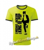 MICHAEL JACKSON - King Of Pop - limetkové pánske tričko CONTRAST DUO-COLOUR