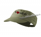 I LOVE SATAN - Pentagram - olivová šiltovka army cap