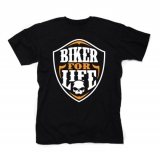 BIKER FOR LIFE - Skull Logo Crest - pánske tričko