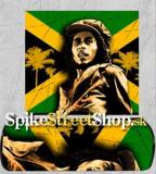 BOB MARLEY  - tvár na pozadí jamajskej zástavy - peračník