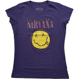 NIRVANA - Xerox Smiley Pink - fialové dámske tričko