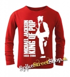 MICHAEL JACKSON - King Of Pop - červené detské tričko s dlhými rukávmi