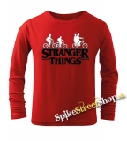 STRANGER THINGS - Bicycle Gang - červené pánske tričko s dlhými rukávmi