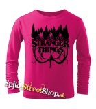 STRANGER THINGS - Logo Flip - ružové pánske tričko s dlhými rukávmi
