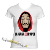 PAPIEROVÝ DOM - LA CASA DE PAPEL - Logo & Mask - biele dámske tričko