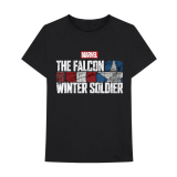 MARVEL COMICS - Falcon & Winter Soldier Text Logo - čierne pánske tričko