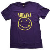 NIRVANA - Yellow Smiley - fialové pánske tričko