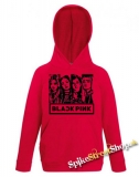 BLACKPINK - Logo & Band - červená pánska mikina